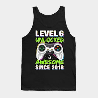 Level 6 Unlocked Awesome Since 2018 6Th Birthday Gaming Boys Tank Top